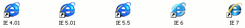 Verknüpfungen zum Internet Explorer 4.01, 5.01, 5.5, 6 und 7